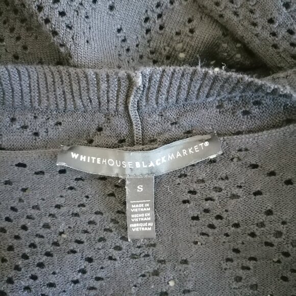 White House Black Market Women's Black Open Front Trim Shrug Sweater Size Small - Picture 6 of 8